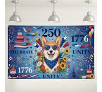 Celebrate Unity - Fondo floral azul, decoraciones festivas, fondo colorido de fuegos artificiales para eventos de fotografía, celebración del Día de la Independencia, 71 x 43 pulgadas