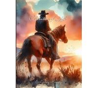 Celebration of Life Memorial Service Condolences Guest Book: Western Themed Cowboy Riding in the Sunset Watercolor Illustrated Cover