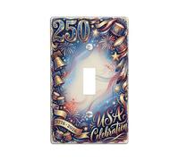 Celebration - Placa de cubierta de interruptor de luz única, diseño patriótico festivo de campanas de fuegos artificiales de plástico azul, tamaño estándar, placa decorativa para el hogar, sala de