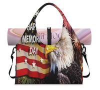 Celebration USA Memorial Day - Bolsa de lona deportiva con compartimento para zapatos, diseño de águila calva de Estados Unidos, bolsa de equipaje para gimnasio, yoga, viajes, color, L, Bolsa de viaje