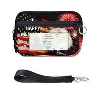 Celebration USA Memorial Day - Mini funda para tarjetas con cremallera para mujeres y hombres, con ventana de identificación, celebración del Día de los Caídos, cartera portátil, ligera, pequeña, con