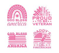 Celebre el 4 de julio con la tipografía del Día de la Independencia de EE. UU. en todos los países americanos. Calcomanías de pared 54.6x55.1cm Pintura mural artística Rosa