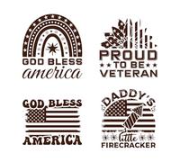 Celebre el 4 de julio con la tipografía del Día de la Independencia de EE. UU. en todos los países americanos. Calcomanías de pared 54.6x55.1cm Decoración de carrocerías Café