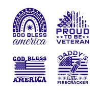 Celebre el 4 de julio con la tipografía del Día de la Independencia de EE. UU. en todos los países americanos. Calcomanías de pared 67.2x67.8cm Vinilos para ventanas Azul oscuro