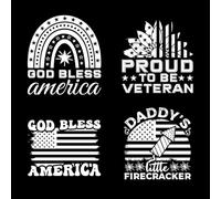 Celebre el 4 de julio con la tipografía del Día de la Independencia de EE. UU. en todos los países americanos. Calcomanías de tallado fino 54.6x55.1cm No daña la superficie de la pared Blanco