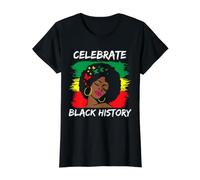Celebre la Historia Negra - Empoderamiento de los Derechos Civiles africanos Camiseta gráfica económica, Mujer, Negro, S