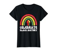 Celebre la Historia Negra Rainbow - Empoderamiento de los Derechos Civiles Camiseta gráfica económica, Mujer, Negro, M