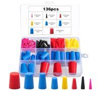 Celepoir 136 Piezas Tapones de Goma Cónicos, Tapones de Goma Sólida Set, 1/16" a 5/8" Tapones de Goma, Tapones de Goma de Lab, para Tapar Agujeros en Reparaciones Auto & Recubrimiento en Polvo