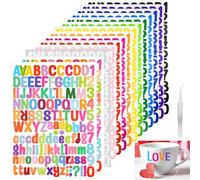 Celepoir 1764 Piezas Coloridos Letras Adhesivas, 14 Hojas Pegatinas Letras Numeros Adhesivos con Pinzas, Decalcomanie Impermeabili di Simboli Resistenti, per Cassette Postali, DIY Album Memorie
