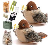 Celery Pets Cat Toy, Chirping Bird Cat Toy, Flapping Bird Cat Toy, Simulated Chirping Bird Cat Toy, Stimulate Hunting Instincts, 3-Speed Beating Mode Cycle, USB Rechargeable (Chirping and Flapping-2)