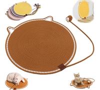 Celery Pets Dual Scratching Pad, Celery Pets Cat Scratcher Mat, Natural Cotton Rope Cat Scratching Mat, for Indoor, Wall, Couch, Carpets (Khaki,24in)