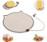 Celery Pets Dual Scratching Pad, Celery Pets Cat Scratcher Mat, Natural Cotton Rope Cat Scratching Mat, for Indoor, Wall, Couch, Carpets (White,17in)