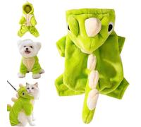 Celery Pets Pet Dinosaur Costume, Celery Pets Dinosaur Costume for Dog and Cat, Fleece Winter Puppy Hoodies with Leash Ring, Dinosaur Cat Clothe for Small Medium & Large Pet (Green,Small)