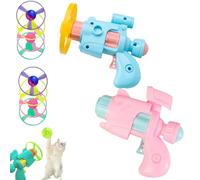 Celerypet Light- Juego de lanzador de disco volador para gatos, lanzador de disco volador con luz para gatos, juguete interactivo para buscar gatos con 3 hélices coloridas y 1 disco LED, juego de