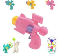 Celerypet Light-Up Flying Disc Cat Launcher Set, Celery Pets Cat Fetch Toy, with Colorful Flying Propellers Set, Pet Playing Interactive Flyings Launcher Toy, for Pet Training, Chasing (Pink)
