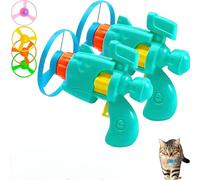 CeleryPets Light-Up Flying Disc Cat Launcher Set, Celery Pets Cat Fetch Toy with Colorful Flying Propellers Set, Kitten Playing Tracking Interactive Fetch Toys for Cats Indoor (Green,2pcs)