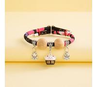Celerypets Lucky Kimono Cedar-Bead Pet Collar, Kimono Cedar-Bead Pet Collar, Comes with a Lucky Pendant, Comfortable and Adjustable, Suitable for of Pets (Black*1pcs,XXS)