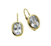 Celesta Gold - Pendientes de oro amarillo 375/- pulido con 2 topacios azules ...