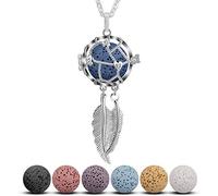CELESTIA Atrapasueños Aromaterapia Collar de Aceite Esencial Difusor, Medallón Colgante con 7 Rocas Volcánicas, Joyas de Curación