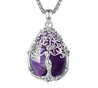 CELESTIA Colgante Arbol de la Vida con Amatista de Plata Chapado, Originales Regalo Mujer Cumpleaños, Navidad, Reyes, Joyas Dia de la Madre con Cadena - Detalles para Regalar Mujer