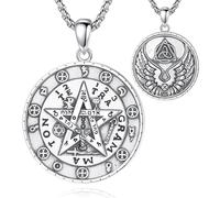 CELESTIA Colgante Tetragramaton Collar Pentagrama Mujer Hombre Pentaculo Collar Tetragramaton Plata de ley Joyería Amuletos de Proteccion Esoterismo Regalos de Brujas para Mujer