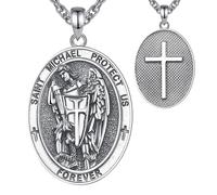 CELESTIA Collar Colgante San Miguel Arcangel Hombre Mujer Plata de ley 925 Joyeria Medallas Religiosas Regalo Cristianos Catolico Regalos Originales para Hombre Dia del Padre