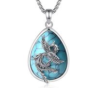 CELESTIA Collar Fénix con Turquesa Colgante Mujer Collar Plata de Ley 925 Joyería Regalo Madre Dia de la Madre Regalo para Mamá Abuela 50 Cumpleaños Mujer