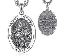 CELESTIA Collar San Cristóbal Hombres Mujeres San Cristóbal Colgante de Plata 925 Joyería Religiosa Medallas Católicas Regalo Cristianos Regalos Ideas para Papá Esposo Hermanos