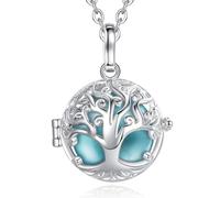 CELESTIA Llamador de Angeles Embarazada, Colgante Llamador de Angeles Arbol de la Vida Chapado Plata, Cadena de 76cm y 114cm, Regalo Original para Embarazadas, Dia de la Madre Joyas