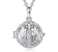 CELESTIA Llamador de Angeles Embarazada, Collar Arbol de la Vida Colgante Sonora Bola Plateado Regalos para Mamas Embarazadas Futuras Mami, 2 Largo Cadenas
