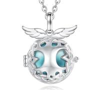 CELESTIA Llamador de Angeles Embarazada Collar Llamador de Angeles del Árbol de la vida y Ala de Ángel Chapado en Plata - Dos Cadenas, Regalo Original Embarazadas Joyería Dia de la Madre