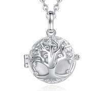 CELESTIA Llamador de Angeles Embarazada, El Llamador de Angeles Colgante del Arbol de la Vida Chapado Plata, Cadena de 76cm y 114cm, Regalo Original para el Día de la Madre, Joyas Embarazo