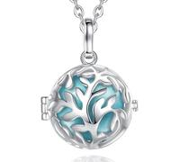 CELESTIA Llamador de Ángeles Embarazada Plata Collar el Llamador de Angeles con Colgante Arbol de la Vida- 114cm Cadena Larga, Joyería Regalo para Futuras Mamas