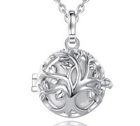 CELESTIA Llamador de Ángeles, Plateado Arbol de la Vida Collar Colgante con Cadena 76 cm y Cordón 114 cm Regalo para Futuras Madres