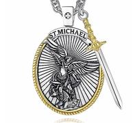 CELESTIA Medallas de plata de ley 925 San Miguel, San Cristóbal, San Benito, San Gabriel, Virgen María, Jesús, Caravaca, Metatrón, Sello de los Siete Arcángeles, Medallas para hombres y mujeres,