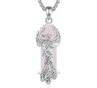 CELESTIA Mujer Colgante Cuarzo Rosa Collar Phoenix Plateado Fenix Ave de las Maravillas con Piedra Semipreciosa Joyeria Regalos Cumpleaños para Mujer Regalo Madre Dia de la Madre