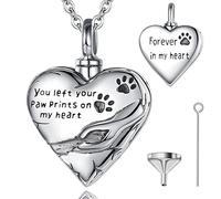 CELESTIA Mujer Colgante para Cenizas Incineración, Corazón Urna Collar de Plata de ley 925 con Inscripción, Memorial Joyas para Mascotas Perro Gato, Regalos de Consolación