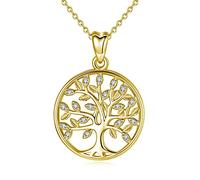 CELESTIA Mujer Collar Árbol de la Vida, Colgante de Arbol Genealógico de Plata de ley 925 y Oro con Cadena, Joyería Regalos para Mama Hija