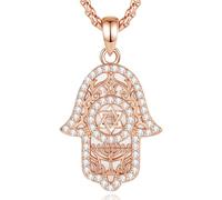 CELESTIA Mujer Collares Mano de Fatima Plata 925 Colgante Estrella de David Amuletos de la Suerte y Proteccion Amuletos Contra el Mal de Ojo Regalos Mujer Originales