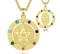 CELESTIA Mujer Hombre Colgante Tetragramaton Plata de ley Pentaculo Pentagrama Collar con 7 Chakras Amuletos de la Suerte y Proteccion Bruja Regalos para Mujer Supernatural