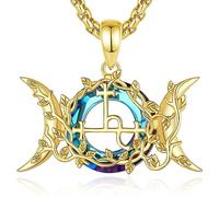 CELESTIA Sigilo de Lilith Collar Mujer Colgante Diosa Triple Luna Joyeria Brujeria Plata 925 Oro con Cristal Austriaco Wicca Bruja Regalo Esoterismo Amuletos de la Suerte y Proteccion