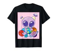 Celestial Aesthetic Kawaii Alien Popcorn Galaxy Planetas Camiseta
