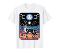 Celestial Coyote Espíritu del Desierto Noche Fases Lunares Camiseta gráfica económica, Hombre, Blanco, L