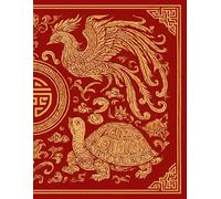 Celestial Creatures Lined Notebook: Chinese Mythical Dragon Phoenix Qilin Tortoise Journal with 110 Ruled Pages, 8.5 x 11 inches