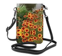 Celestial Crisantemo Bolso cruzado de cuero con tapa para teléfono, mini bolso cruzado para mujer, tarjetero multifuncional y cartera