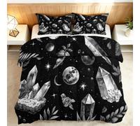Celestial Crystal Moon Stars - Juego de edredón reversible de 7,5 tog, 260 x 220 cm, decoración de dormitorio, edredón suave y ligero, cálido para todas las estaciones, lavable a máquina