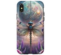 Celestial Dragonfly Moon Fantasy Garden Gothic Floral Look Carcasa para iPhone X/XS