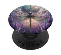 Celestial Dragonfly Moon Fantasy Garden Gothic Floral Look PopSockets PopGrip Adhesivo