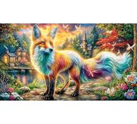 Celestial-Fox-with-Flame-Wings Puzzle Familiar 1000 Piezas Desafiante y Divertido Papel Reciclado para Adultos 38x52/1000pcs