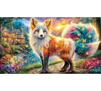 Celestial-Fox-with-Flame-Wings Puzzle para Adultos y niños 1000 Piezas Papel Reciclado Juego Educativo Desafiante Actividad en casa 70x50/1000pcs
